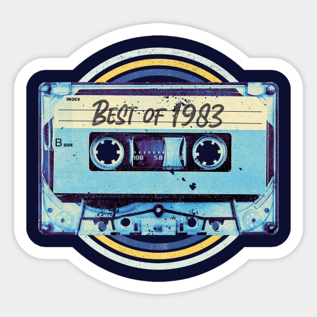 Retro Best of 1983 Mixtape Audio Cassette Tape // Funny Vintage 1983 Birthday Sticker by Now Boarding